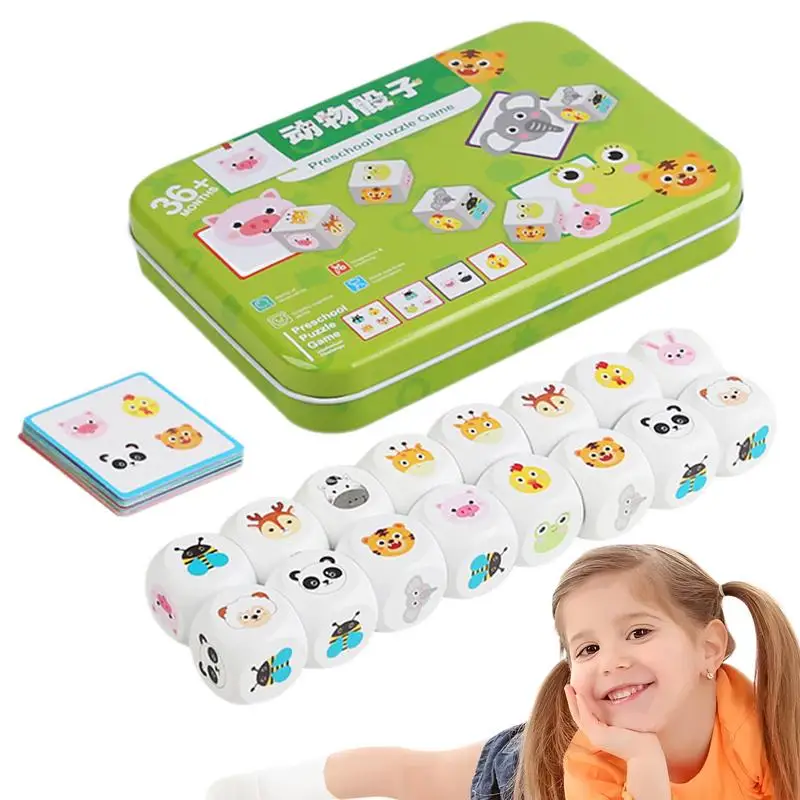 Educational Matching Games Wooden Animal Dice Game Children Cartoon Matching Toys Cute Learning Toys For Families Picnics Travel