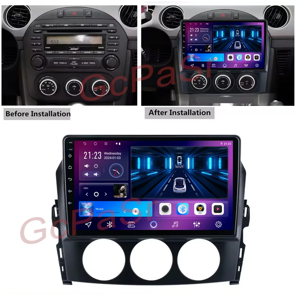 Radio Multimedia con GPS para coche, Radio con reproductor de vídeo, 4G, WiFi, Bluetooth, DSP, inalámbrico, Carplay, No 2DIN, para Mazda MX-5, MX5,