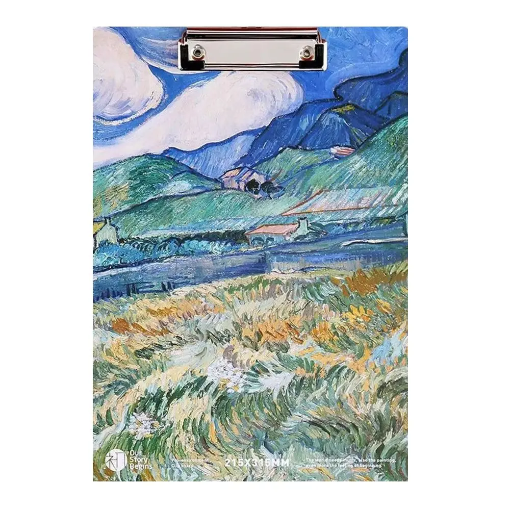 

With Low Profile Gold Clip A4 File Folder Writing Sheet Pad Van Gogh Oil Painting Paper Organizer Document Folder Writing Pad