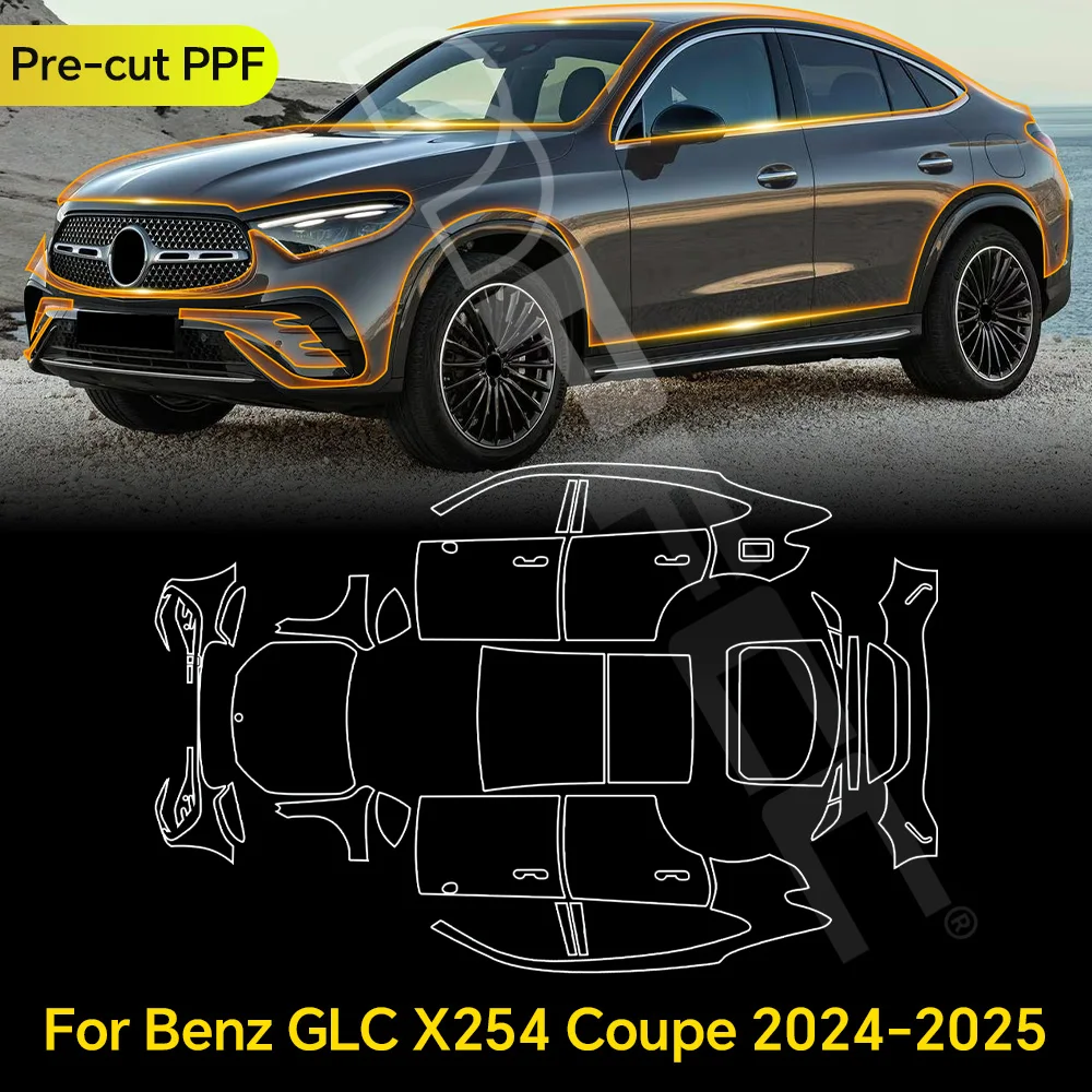 

For Mercedes GLC X254 Coupe 2024 2025 TPU Paint Protection Film Pre-cut Clear PPF Car Body Anti-scratch Resistant Invisible