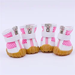 Breathable Mesh Summer Pet Shoes Small Dog Non Slip Soft Sole 3 Colour Dog Boots Breathable Outdoor Walking Leisure Pets Cat Sne