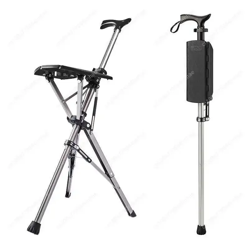 

Outdoors Folding Crutch Chair Elderly Rest Hand Stool Light Multifunctional Non Slip Portable Stools Beach Camping Chair