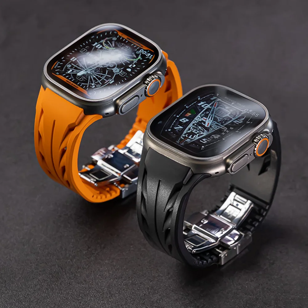 

Rubber Cut To Size Strap For Apple Watch Ultra 2/1 49mm Series 10 9 8 7 6 Se Sports Men Band For iWatch 46mm 45mm 44mm Bracelet