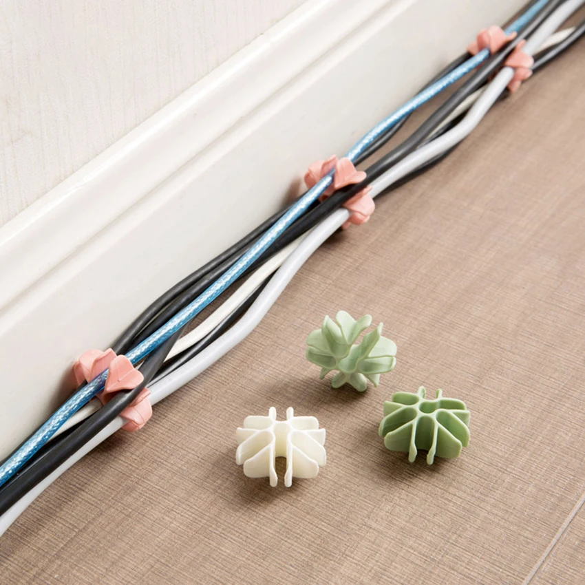 Branch Shape Cable Winder Hub Cord Storage Clip Organizer USB Plug Line Management Holder Headset Wire Wrap Fixer 4pcs/lot