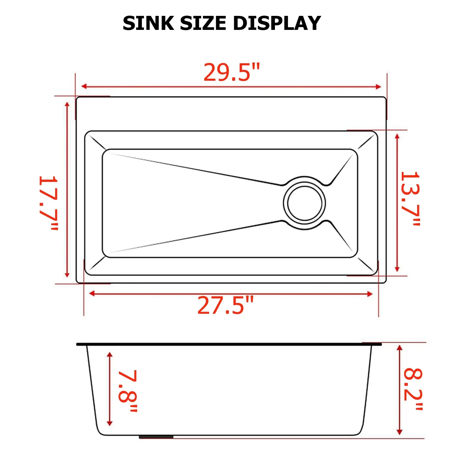 Kitchen Sink Digital Display Embossed Large Single Groove honeycomb Nano Raindance Waterfall Sink 29.5 INCH Sinks for kitchen
