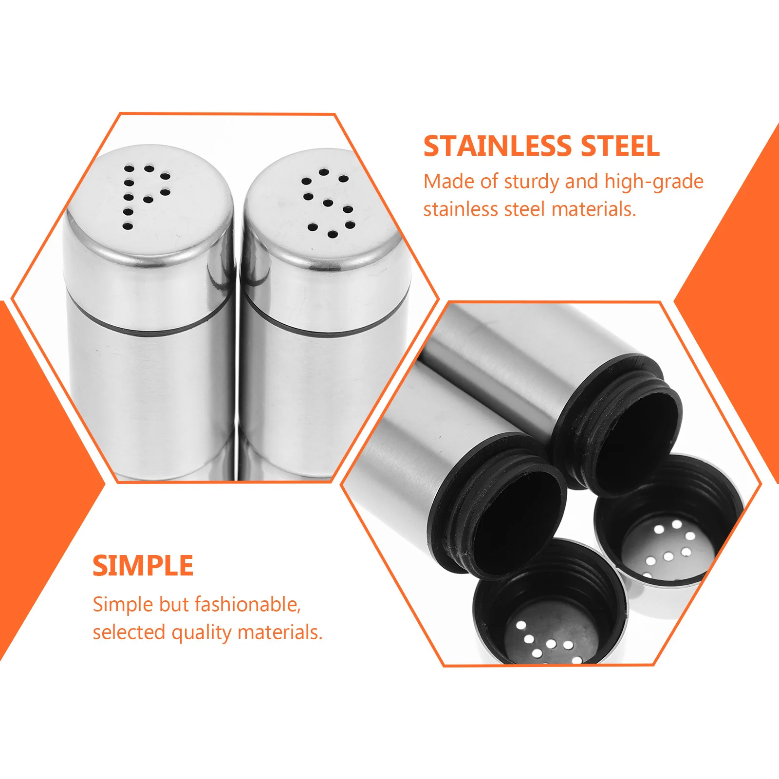 

2Pcs Stainless Steel Seasoning Jars Salt Pepper Shakers Kitchen Spice Canisters Home Storage Bottles Creative Multipurpose