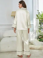 Women's Pajama Set Sleepwear Suit Loungewear Pj Set Satin Long Sleeve Tops With Pants 2 Pieces Pjs Pajamas for Women Pyjama - Image 6