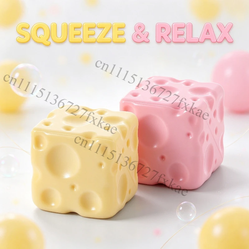 Giant Cheese Squishy Toy Filled with Vaseline Gel, Soft Slow Rising Squeeze Stress Relief Ball, Cute Cheese Shape Fidget Sensory