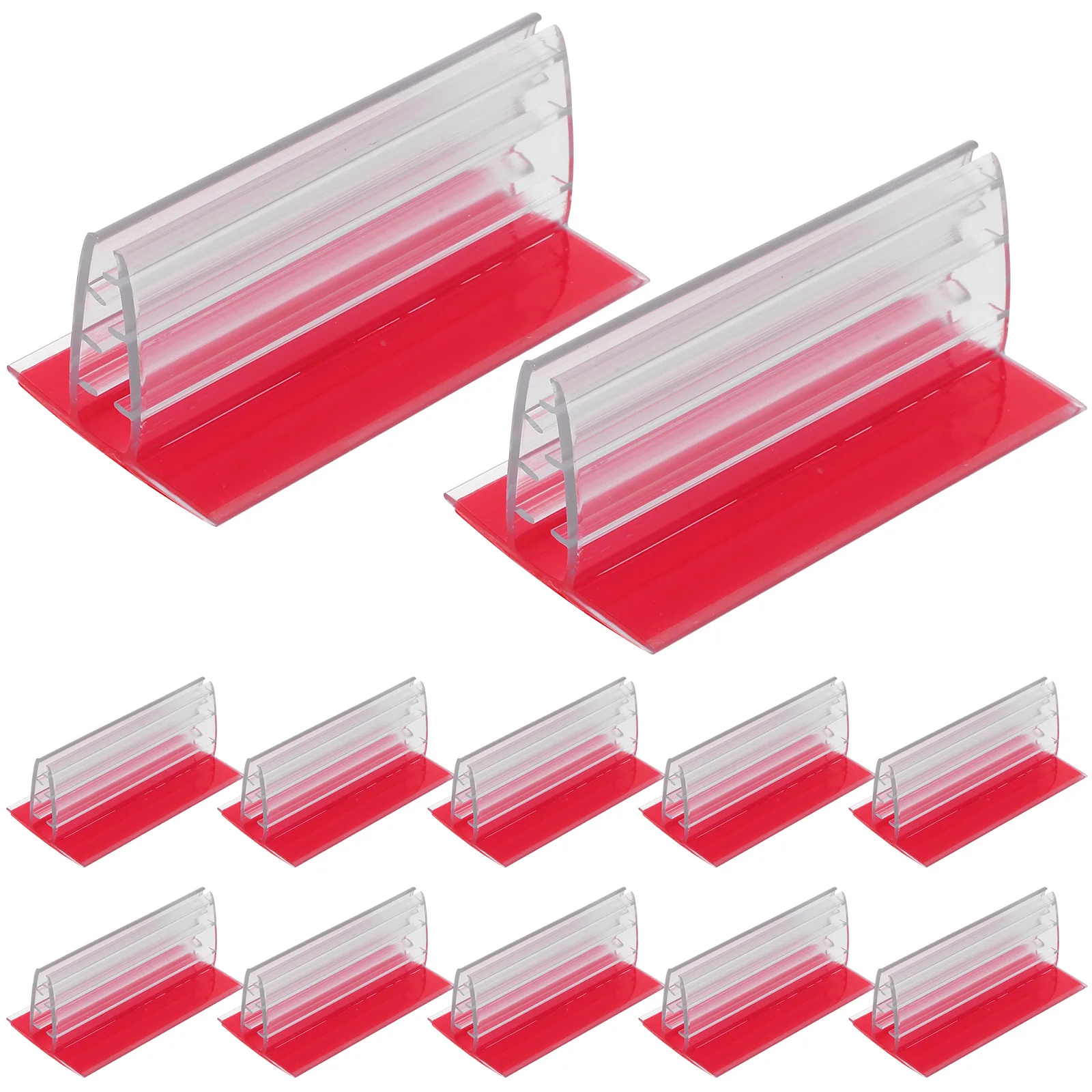

12pcs PVC Sign Holders 75x41x30mm Self Adhesive Mini Panel Stand Name Tag Holders Photo Memo Menu Table Number Place Card
