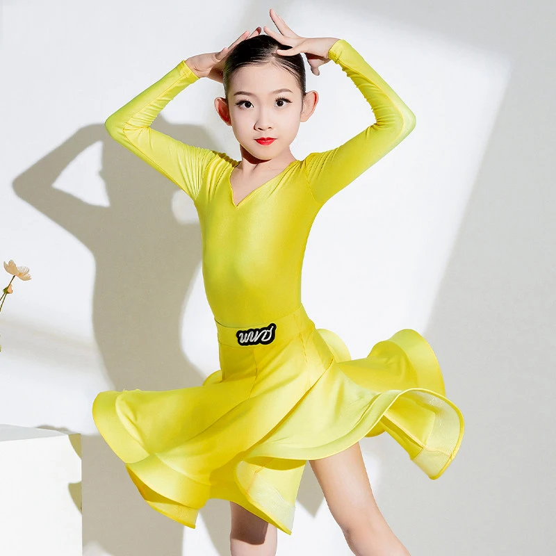 8 Colors Girls National Standard Ballroom Dance Competition Dress Latin Dance Professional Dress Stage Practice Wear SL8864