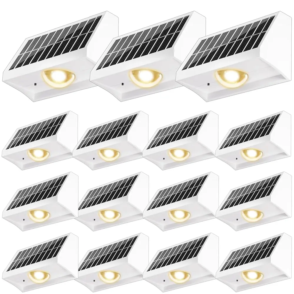 

Солнечные светильники для забора, уличные, водонепроницаемые, светодиодные, с высокой яркостью, линзованные, для террасы, 7 режимов, теплый и холодный белый свет, RGB, на солнечной энергии