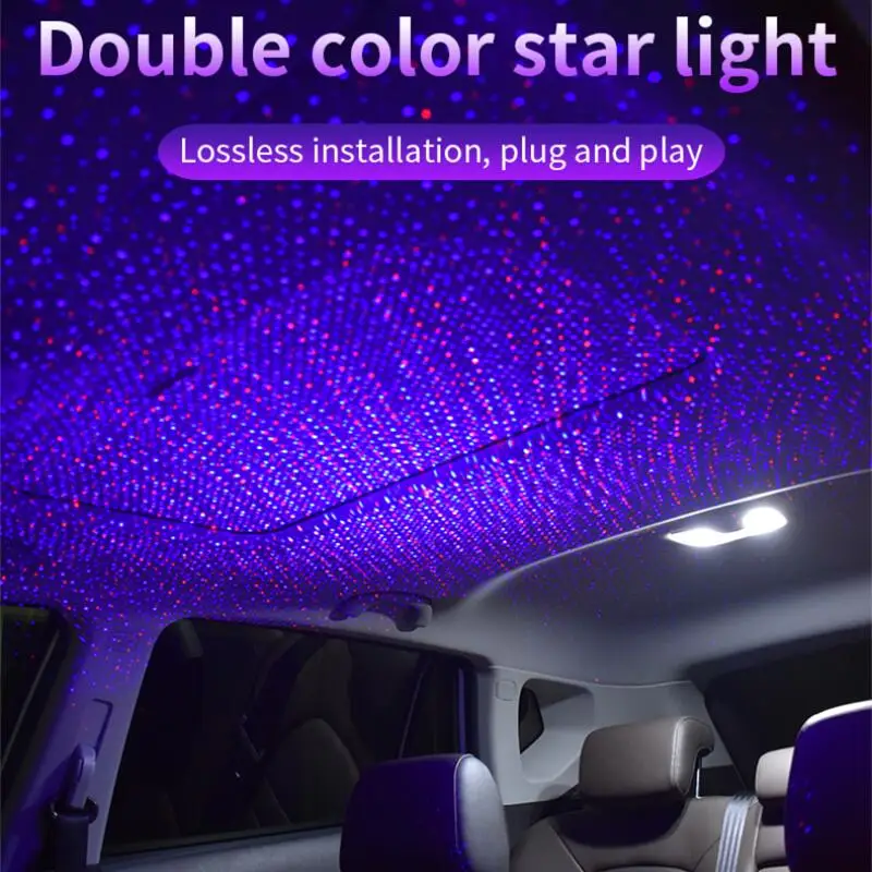 Mini atualizacaroofstar luz interior led estrelado laser controle de voz projetor usb decoração automática noite casa decorgalaxy luzes