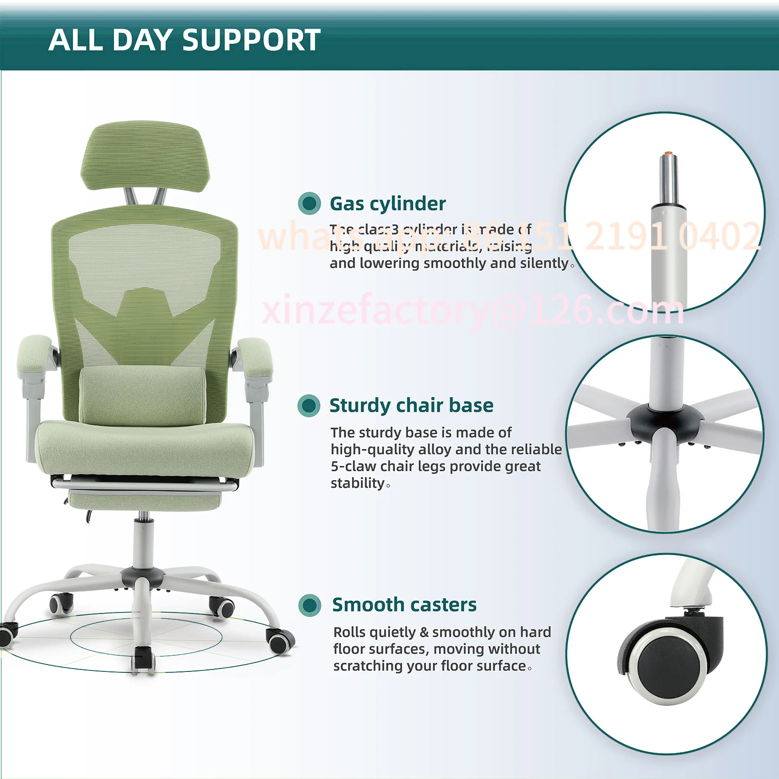 Customizable JHK Ergonomic Reclining High Back Mesh Living Room Rocking Gaming Chair Computer Desk Swivel Rolling  Lumbar Suppor