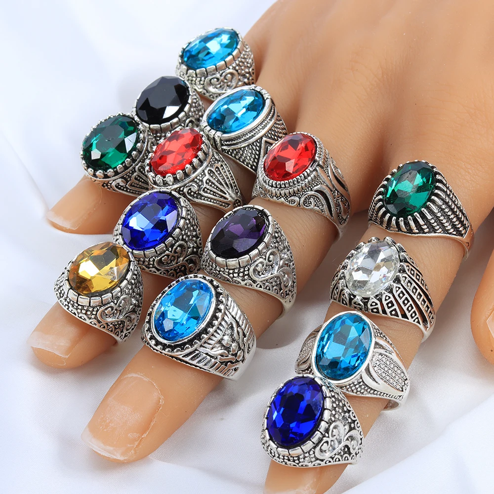 خاتم عتيق من حجر الكريستال الشفاف ، سبيكة ، مجوهرات حفلات الزفاف ، بيع بالجملة ، 40 ساحر