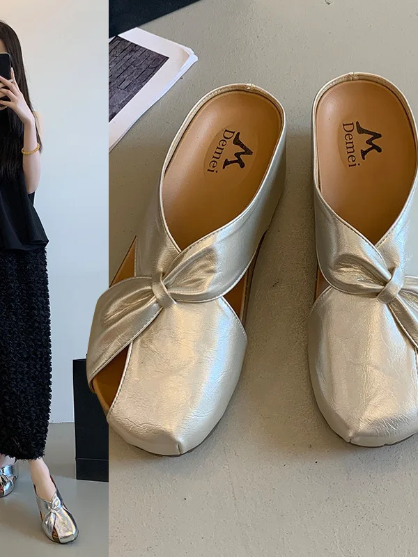 Korean Style Women's Summer Flat Sandals Fashionable Hidden Height Increasing Head Cover Slippers Lightweight Running Shoes