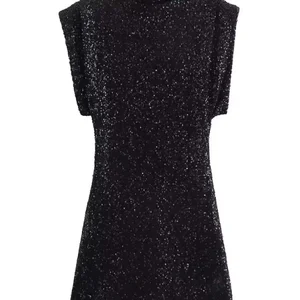 Silver Paillette sexy Frauenpartykleid O-Pedish Kurzarm Mini Bodycon Hip Package Frauenkleider 2024 Mode Neujahrsgewand 8 Hauptverkaufskleid Neujahr 10 Jahre - №4