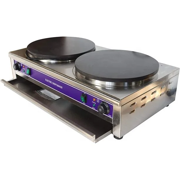 Commercial Double Plates Electric Crepe Maker 40cm Double Pancake Maker of Snack Machine