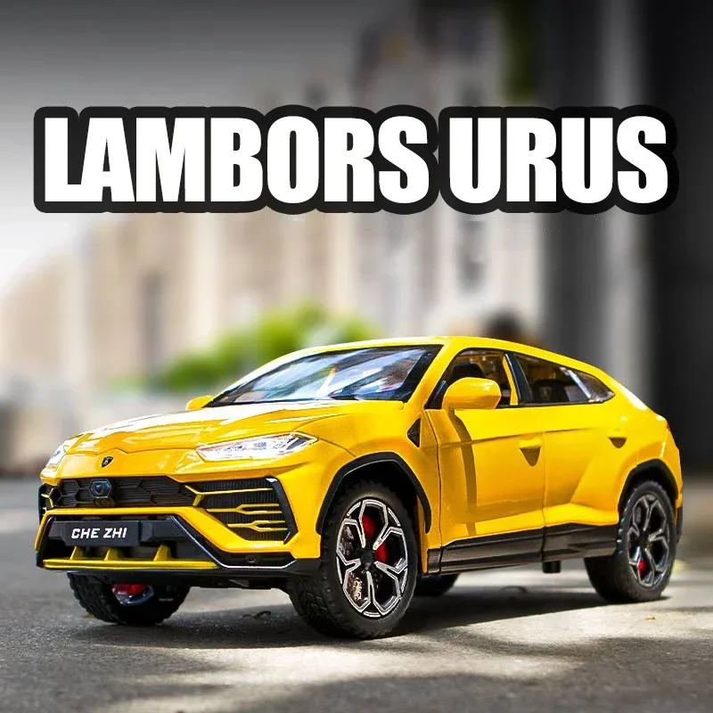 Lamborghini URUS-Modèle de voiture en alliage pour enfants, 1:24, véhicule SUV, collection de jouets en métal moulé sous pression, simulation, son et lumière