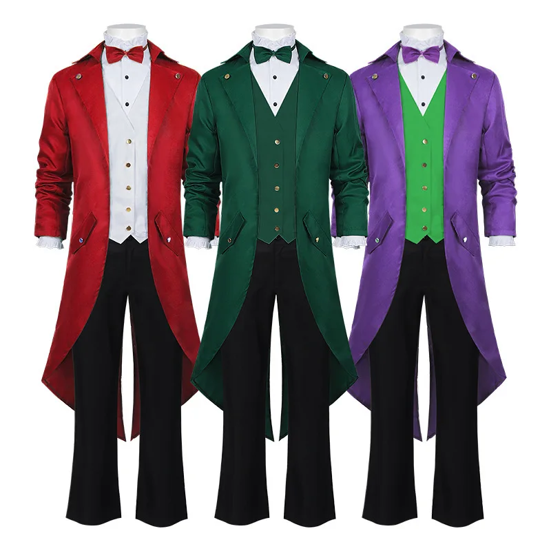 فستان كرنفال الهالوين التنكري الجديد للرجال طقم معطف خلفي بالبخار فستان الأداء الأيرلندي زي أداء المسرح الساحر