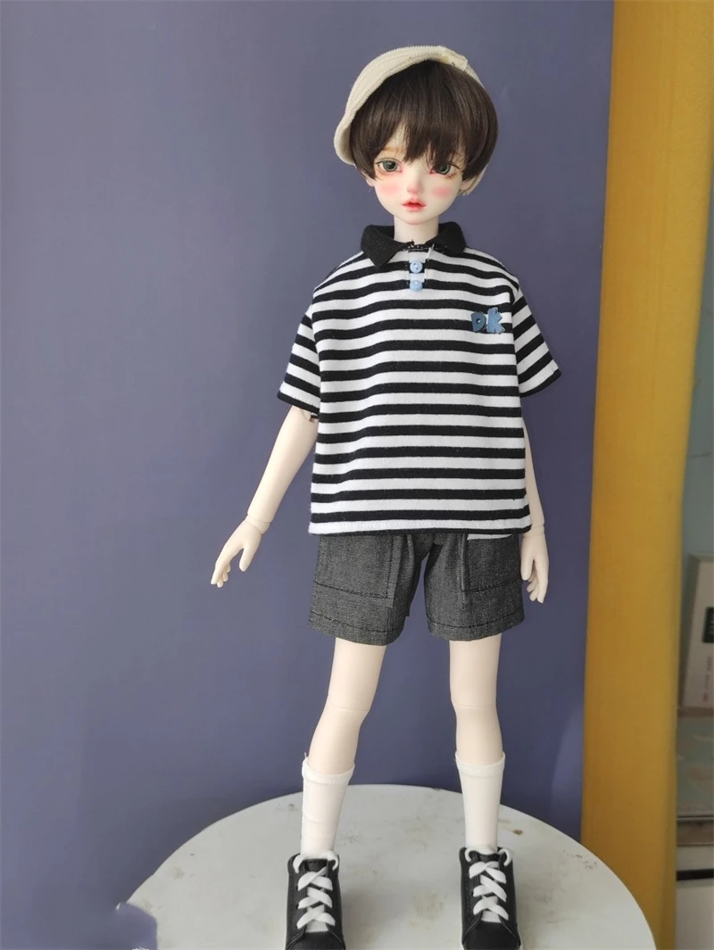 BJD doll clothes suitable for 1/4 size cute doll clothes striped sweatshirt BJD doll clothes 1/4 set doll accessories (3 points)