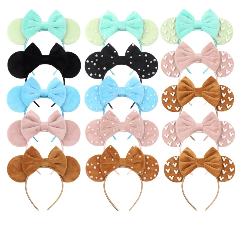 Garden Decoration Baby Velvet Mickey Ears Birthday Dress Up Hair Hoop Sparkle Bow Mickey Hair Accessories