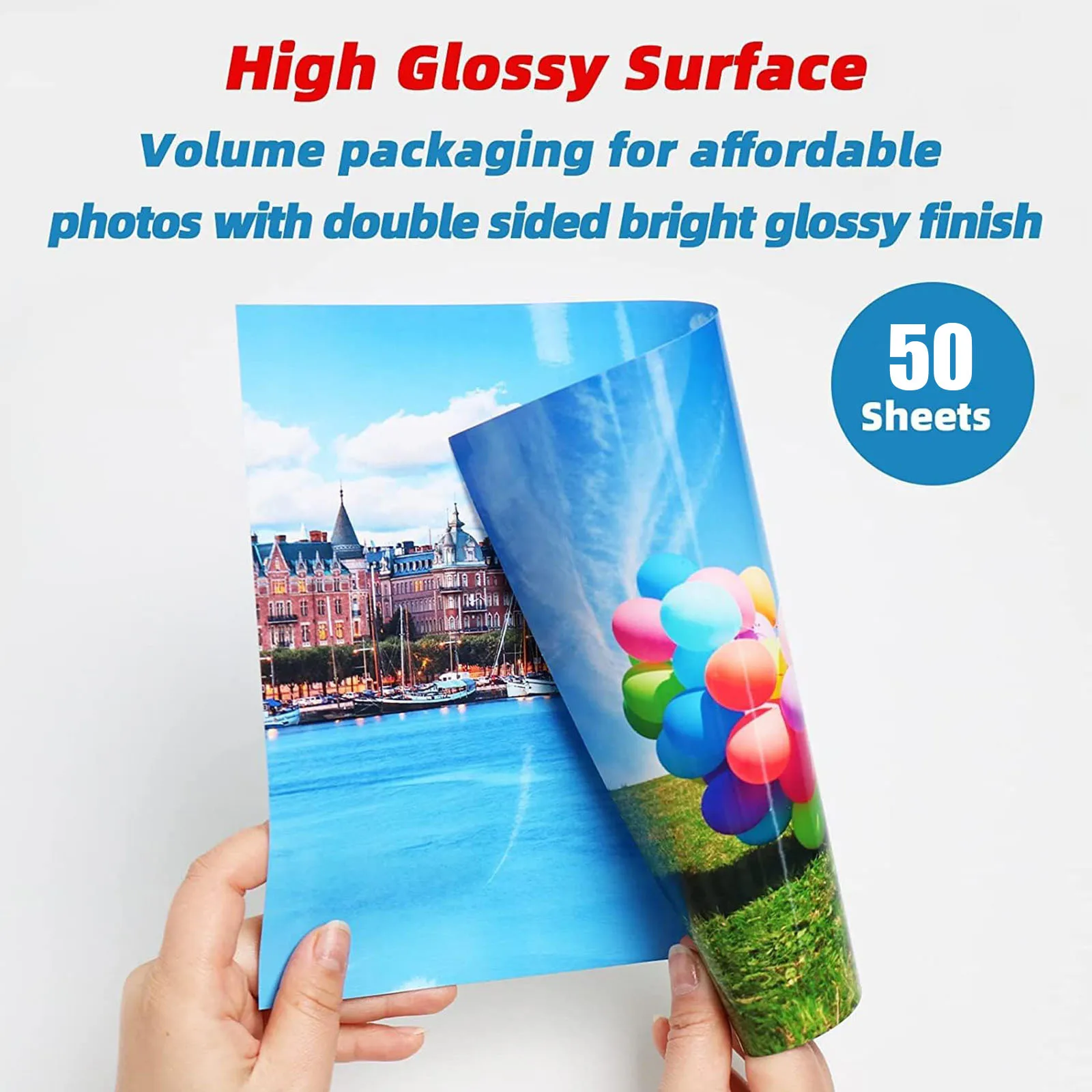 50 Sheets Double Sided Photo Paper High Glossy Photographic Paper 8.3x11.7 Inch 32lbs Compatible with Inkjet Printer 120GSM