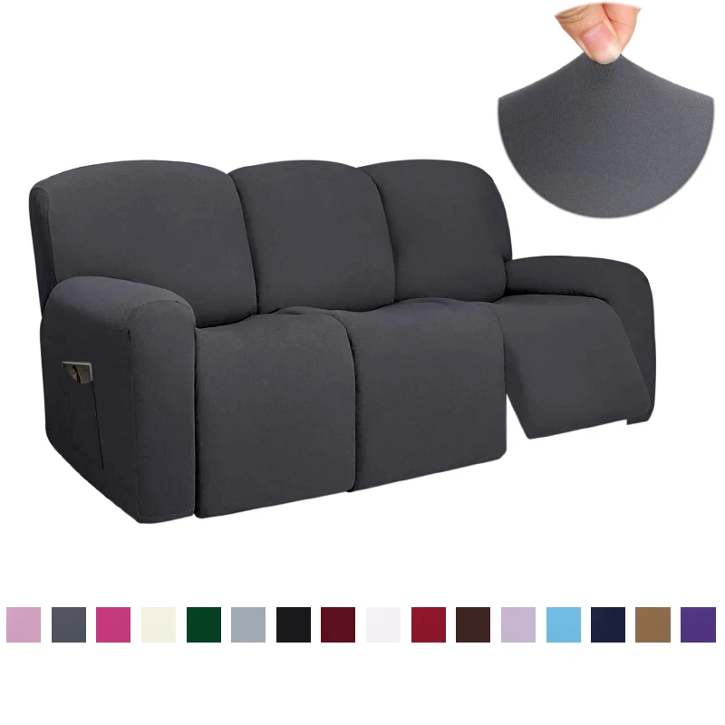 3 Seat Stretch Sectional Recliner Sofa Slipcover With Elastic Bottom Soft Washable Furniture Pet Protector Couch Cover