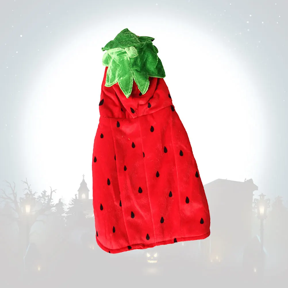 

Strawberry Pattern Pet Hoody Fleece Coat Red Adjustable Neck Waist Soft Comfortable Dog Cat Puppy Hoodie Pet Hoody