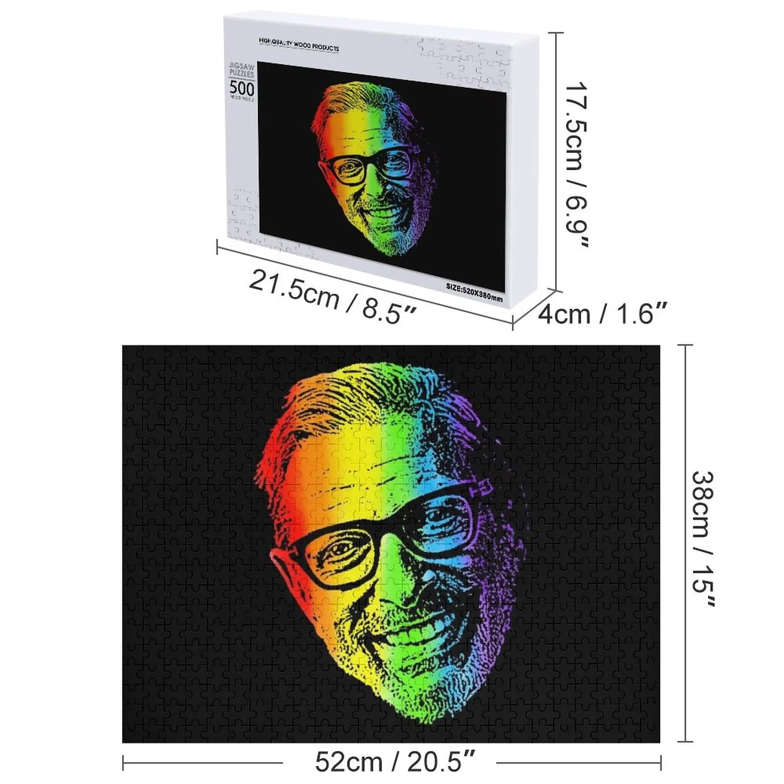 قوس قزح جيف جولدبلوم الكلاسيكية بازل قطع ديوراما الملحقات مع صورة شخصية خشبية الحيوان تخصيص هدية لغز