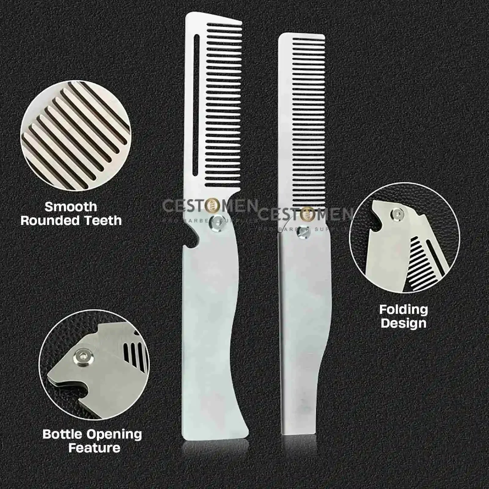 새로운 Type1/2PCS 휴대용 강철 빗 접는 포켓 수염 빗 남성용 오일 헤드 헤어 스타일링 빗 살롱 이발사 도구 이발