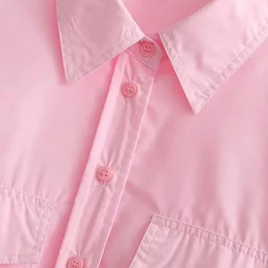 TRAF-CAMIAS POPELINE loose for women, long sleeve, female blouses with buttons, chic, vintage and fashion 10 Main Sales Crop Shirt - №3