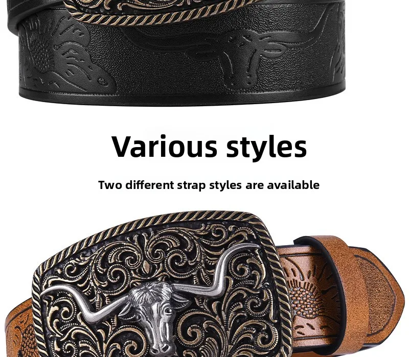 Vintage-Stil PU-Leder Western Cowboy-Gürtel mit klassischer Buchstabenschnalle – 3,8 cm breit, langlebig und stilvoll mit Retro-Blumenmuster – Detail 2
