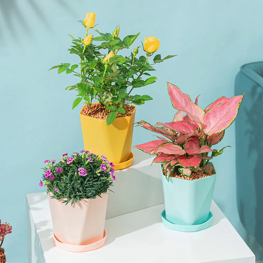 6Pcs Nordic Simple Flower Pot Set Plastic Planters Drainage Succulent Plant Containers Ideal Indoor Balcony Garden Home Decor