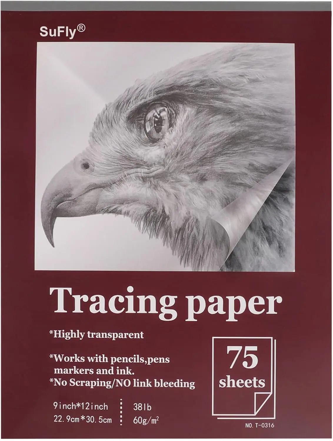 

9x12 Tracing Paper Pad, 75 Sheets Vellum, 38lb for Pencil Sketching
