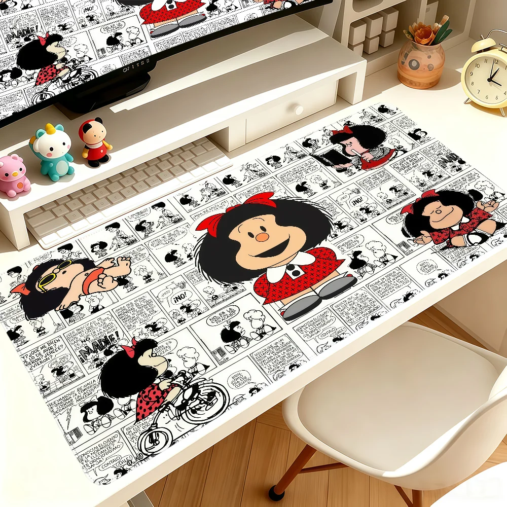 Cartoon Mafalda Cute Mouse Pad Large Non-slip Lockedge Desktop Computer Desk Mat Keyboard Writing MousePad Office Gamer Student