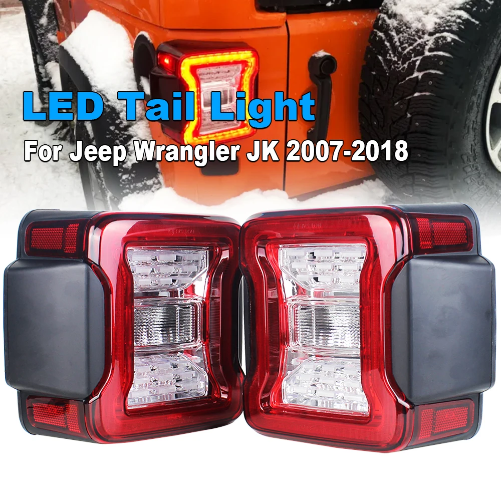 for Jeep Wrangler JK 2007-2018 LED Tail Light Taillight Assembly Rear Lamps Brake Reverse Light Daytime Running Lights