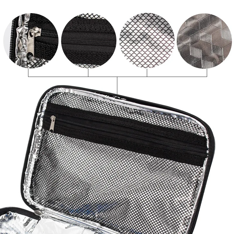 Square Portable Lunch Bag Insulated Lunch Box Bag Aluminum Foil Thickened Lunch Box Bag Suitable for Students and Office Workers