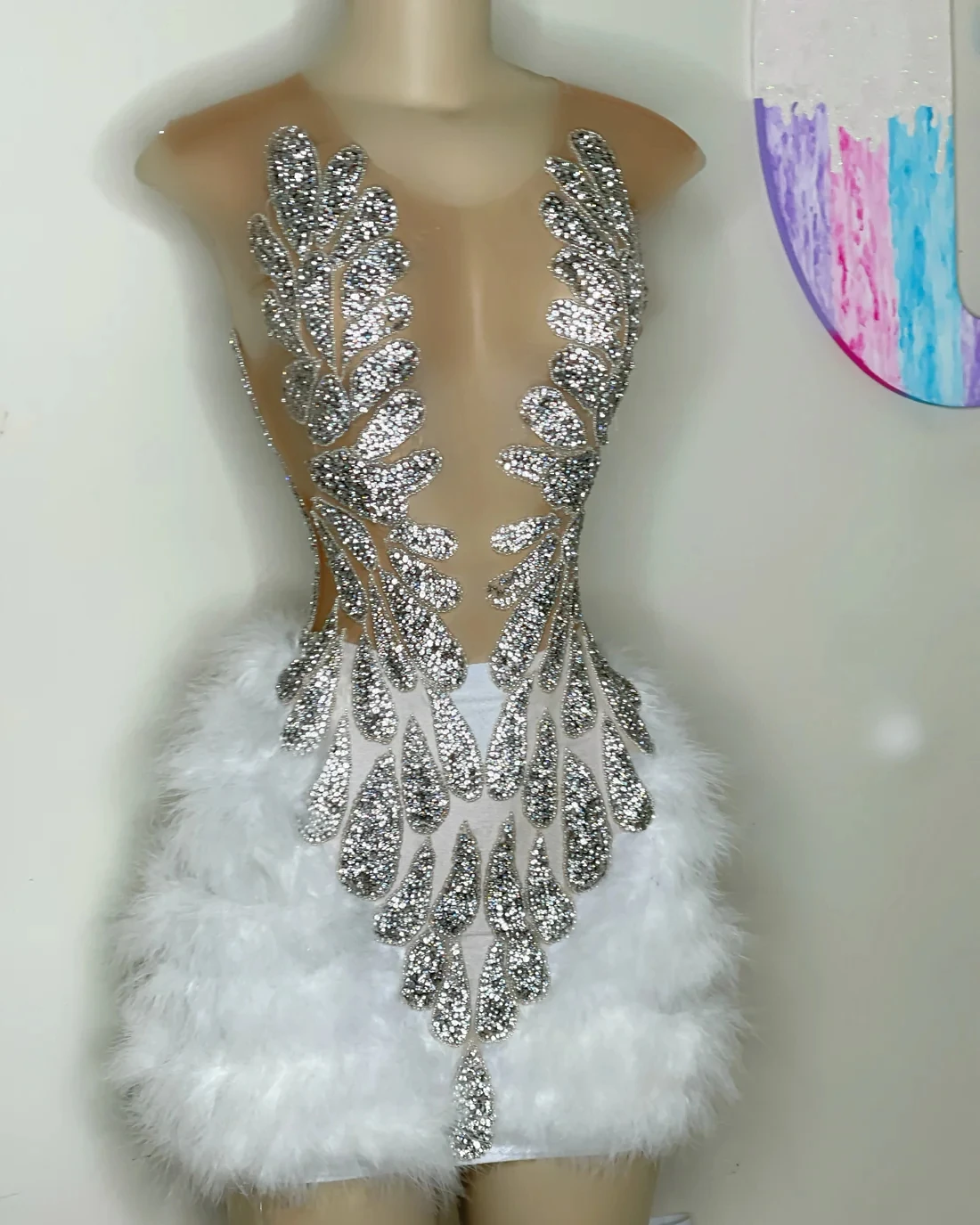 Silver Feather Diamond Short Prom Dresses Black Girls Birthday Party Dresses African Mini Cocktail Dresses Homecoming Customized