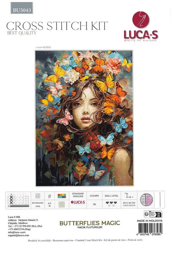 27-BU 5043 butterfly girl 43-55 Needlework Kit  Cross stich unPainting Set Cross Stitch Kits Cross-stitch Embroidery