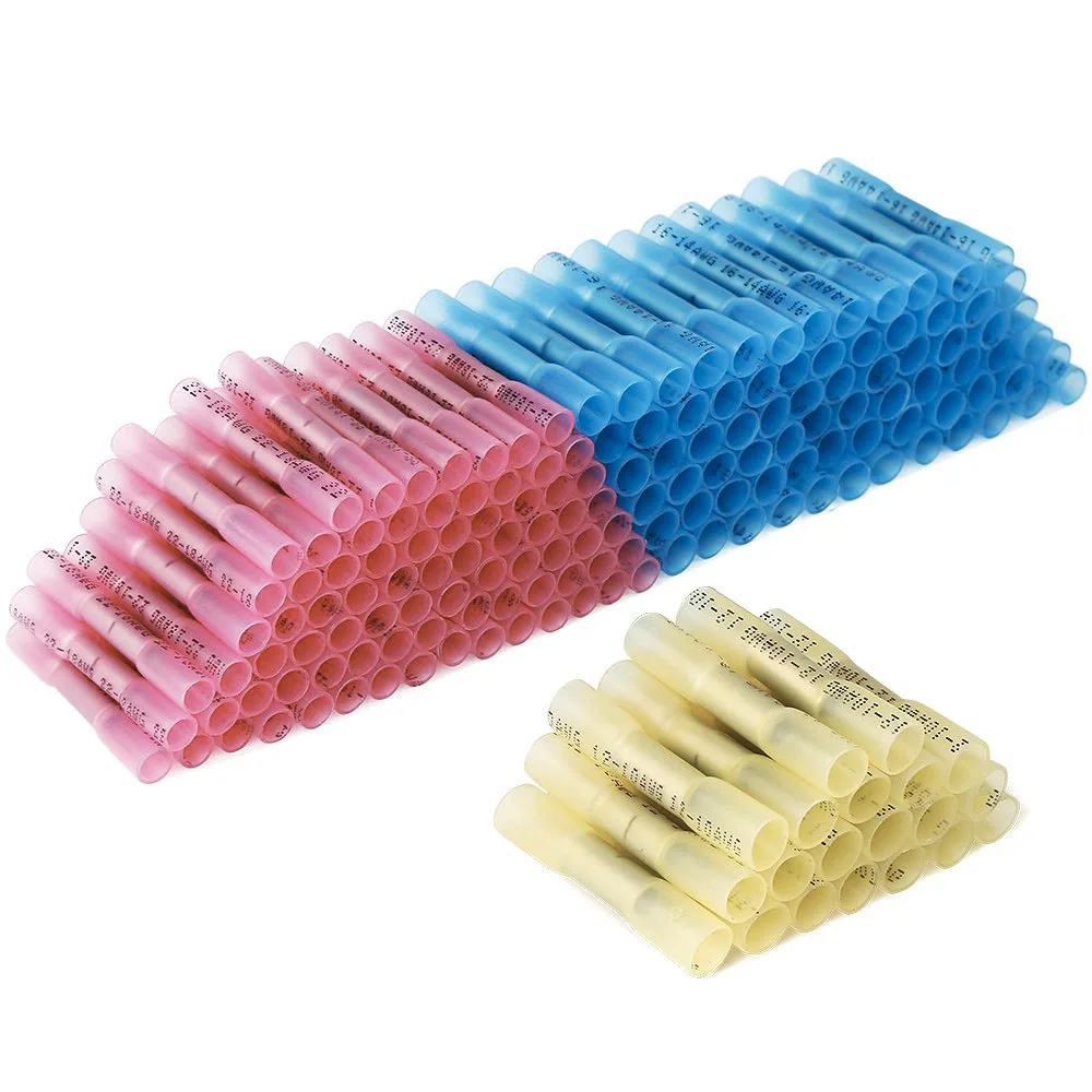 200PCS Heat Shrink Butt Connectors Terminals Insulated Waterproof Wire Connector Electrical Terminals Crimp Butt Splice Terminal
