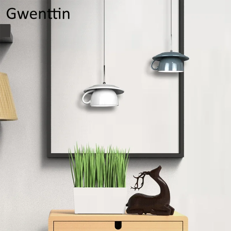 Creative Ceramic Cup Pendant Lights Led Hanging Lamp for Dining Room Cafe Kitchen Light Fixtures Home Decor Industrial Luminaire