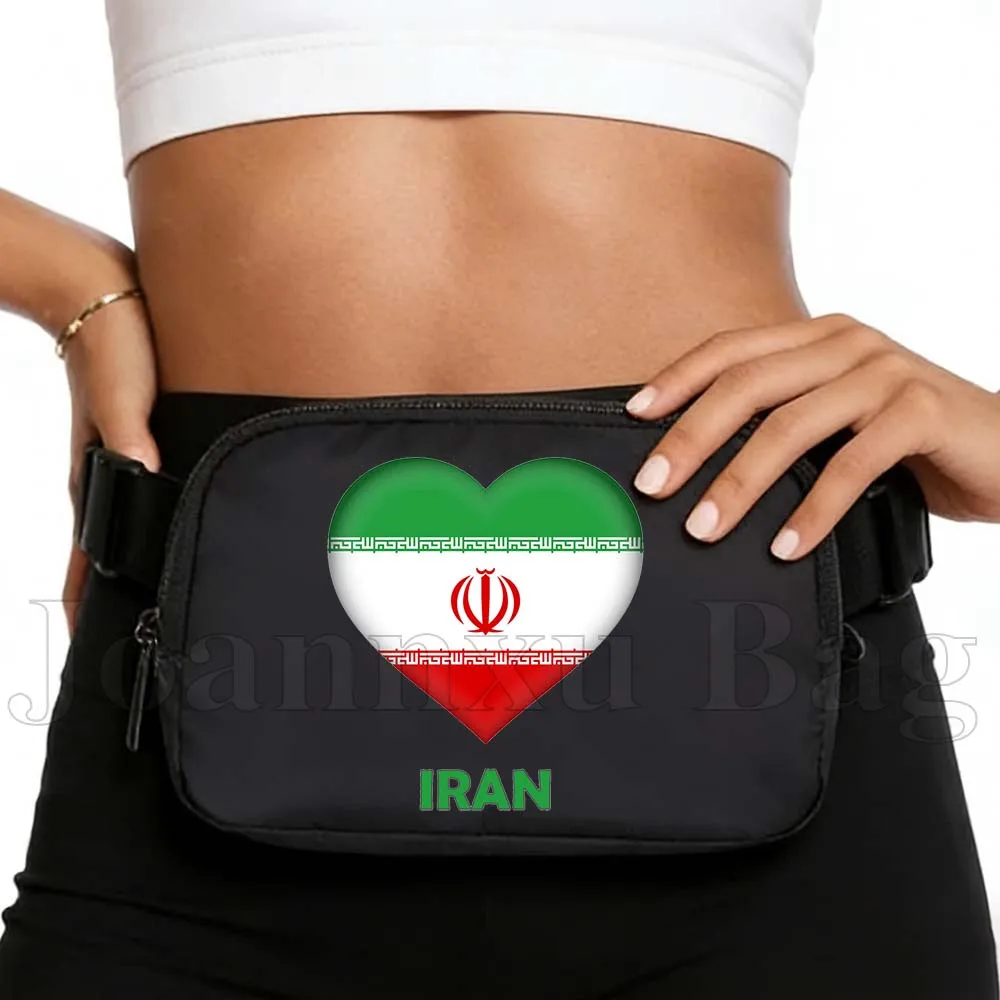 

Iran Heart Flag Running Fanny Pack Waist Bag Pouch Portable Mobile Phone Elastic Sport Waterproof Crossbody Bags Wallet Pouch