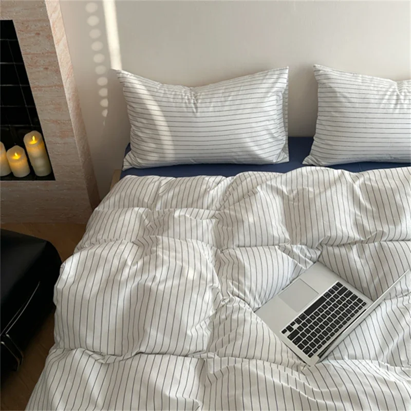 

Stripe Style Duvet Cover 100% Cotton Quilt Cover Single/Double/Queen Size Comforter Cover dekbedovertrek (Pillowcase Need Order)