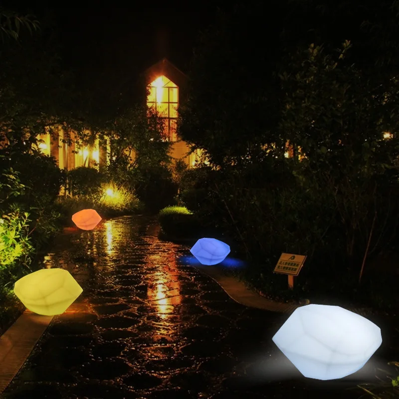 AFRA-luces de césped modernas de 16 colores, USB, eléctrico, creativo, 3D piedra blanca con Control remoto, decoración IP65 para jardín y parque