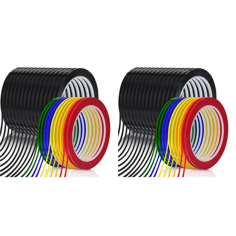 PZHI-48 Rolls Whiteboard Thin Tape 216 Feet Per Roll 1/8 Inch Art Graphic Chart Grid Electrical Tape Dry Erase Tape, 6 Colors