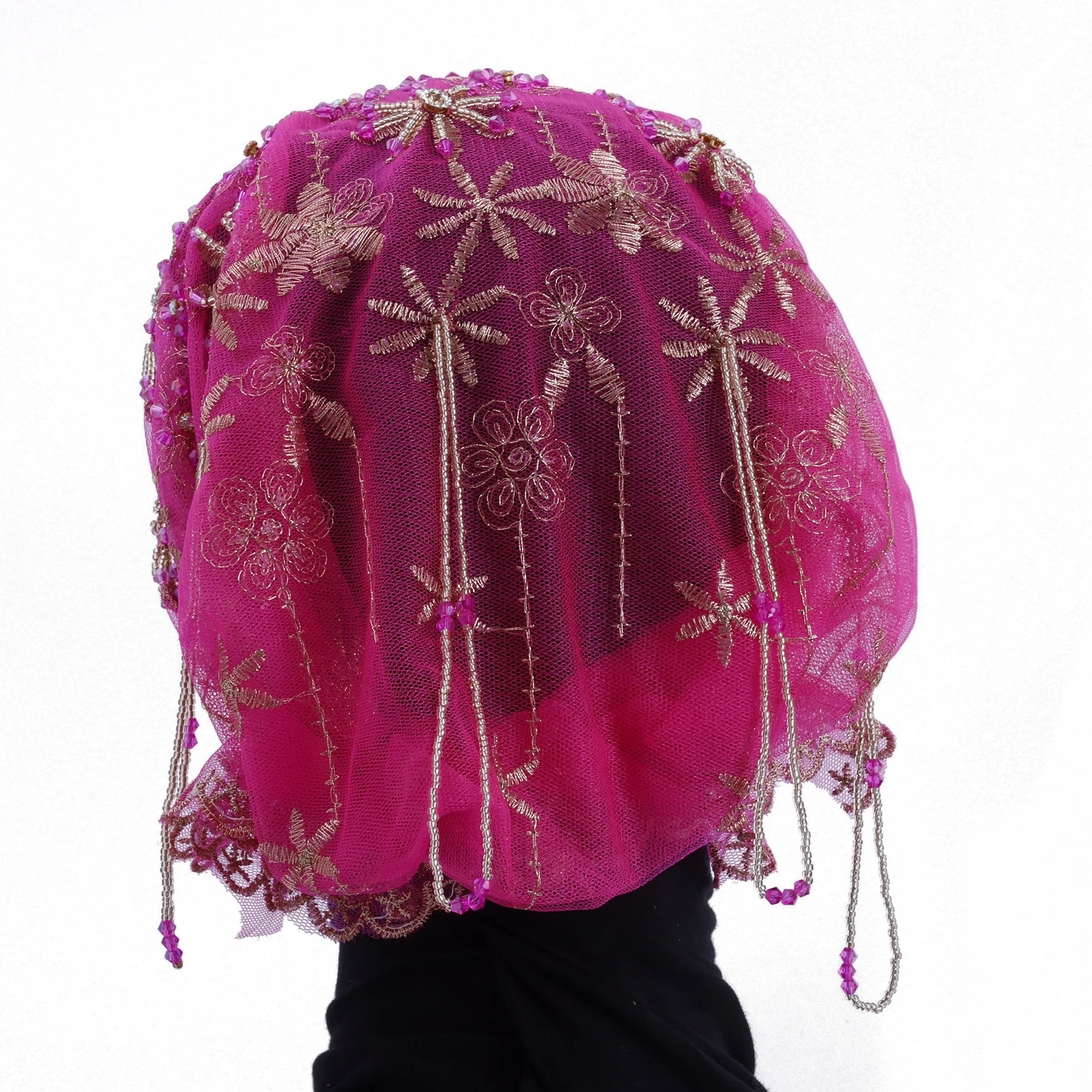 

Fashion Women Muslim Beads Hijab Underscarf Lace Beanies Mesh Embroidery Headscarf Turban Ninja Cap Head Wrap Turbante Mujer Hat