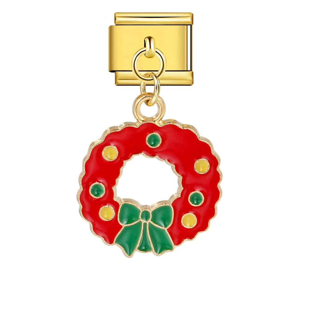 Romantischer Weihnachts-Schneemann, Bonbon-Glocke, Elch, Hirsch, italienischer Glieder-Charm, passend für 9mm Edelstahl-Armband, Schmuck DIY Herstellung – Detail 3