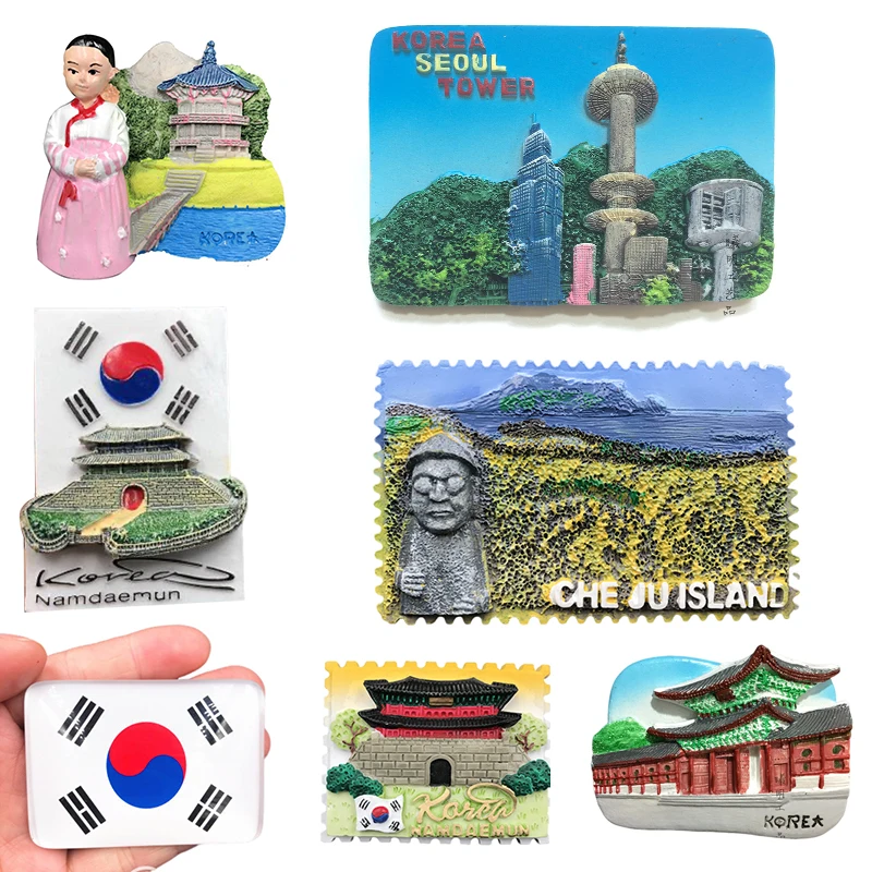 Korea Flag Seoul Tower 3d Fridge Magnet Tourism Souvenir Namdaemun Magnet Sticker Collection Gift Home Decor