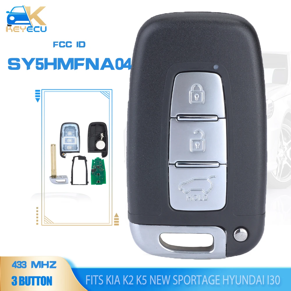 KEYECU Smart Remote key Fob 3 Button 433MHz ID46 for Kia K2 K5 New Sportage for Hyundai i30 ix35 Tucson Veloster 2012-2016