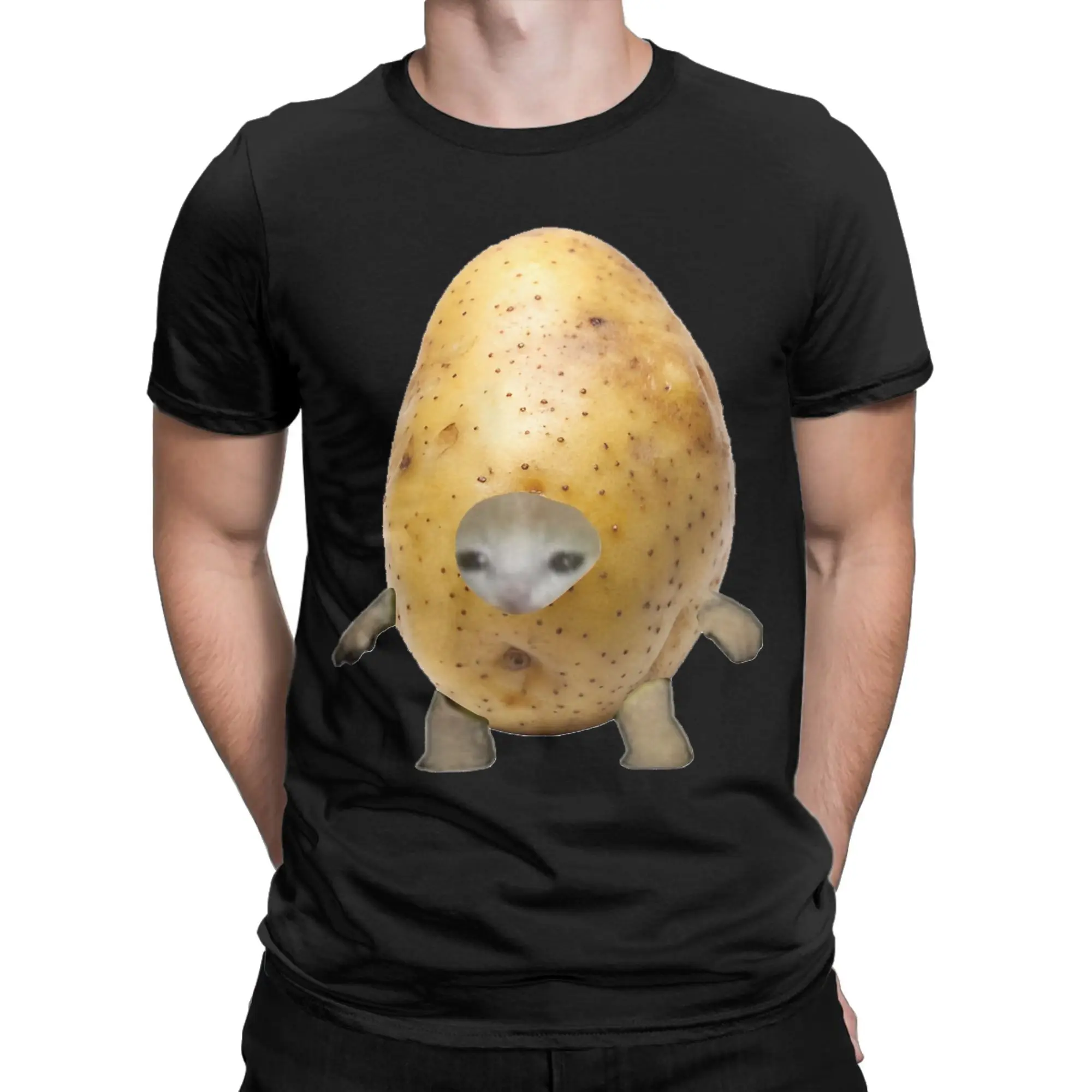 Silly Potato Cat Meme Cute Kittens T Shirt Summer  Y2K T-Shirts 100 Cotton Harajuku Tee Shirt For Men's Short Sleeve Loose Tees